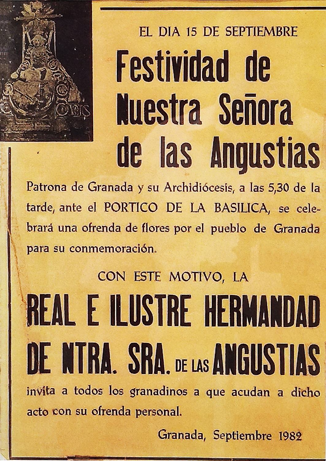 Festividad en honor a Nuestra Señora de las Angustias 1982 Granada